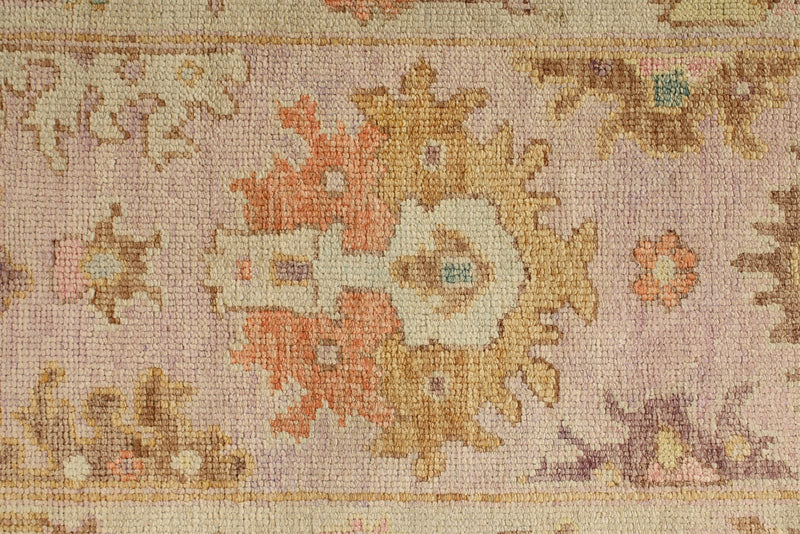 3x9 Light Purple and Light Gray Turkish Oushak Runner