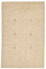 6x9 Brown and Ivory Turkish Oushak Rug