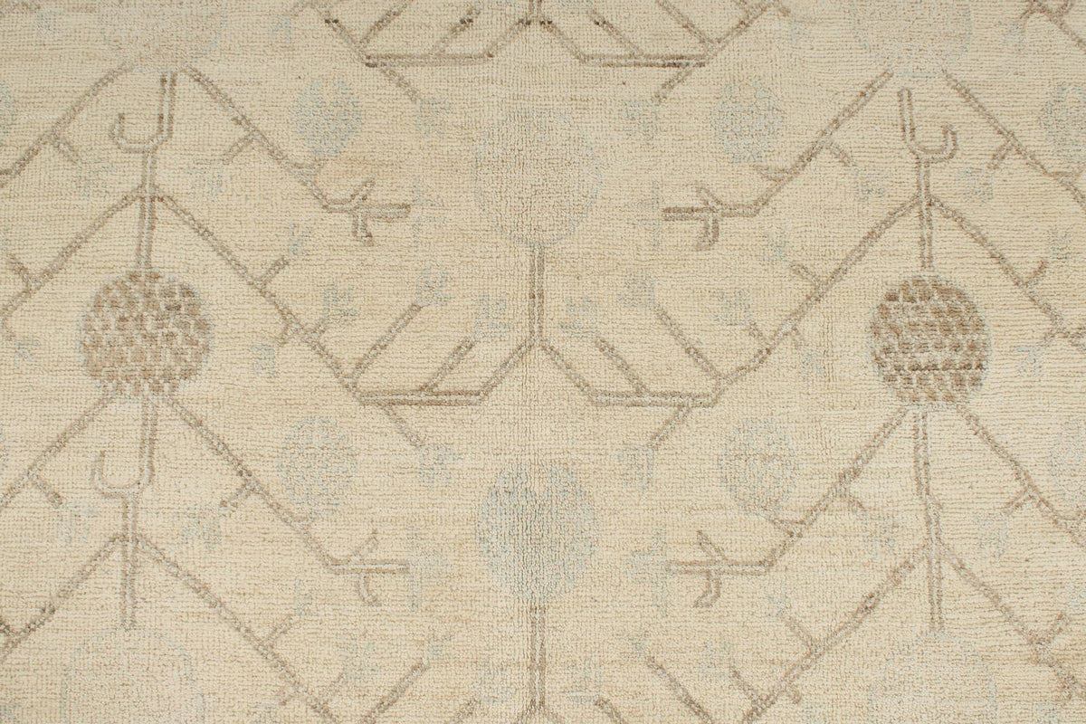 6x9 Brown and Ivory Turkish Oushak Rug