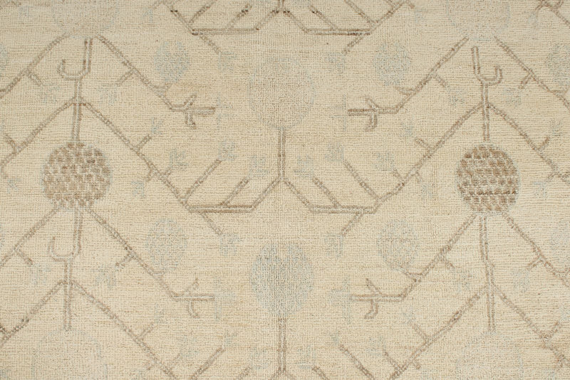 6x9 Brown and Ivory Turkish Oushak Rug