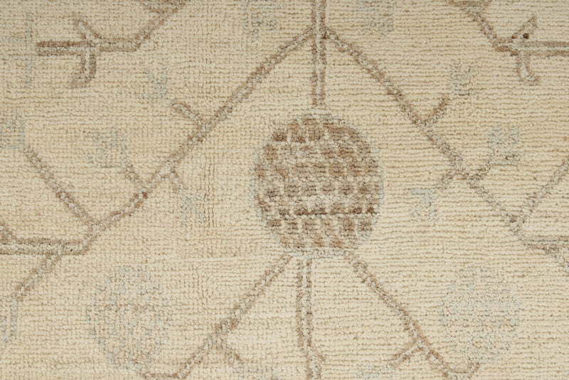 6x9 Brown and Ivory Turkish Oushak Rug