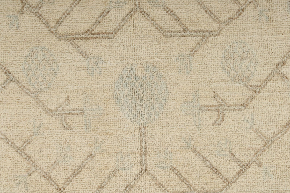 6x9 Brown and Ivory Turkish Oushak Rug