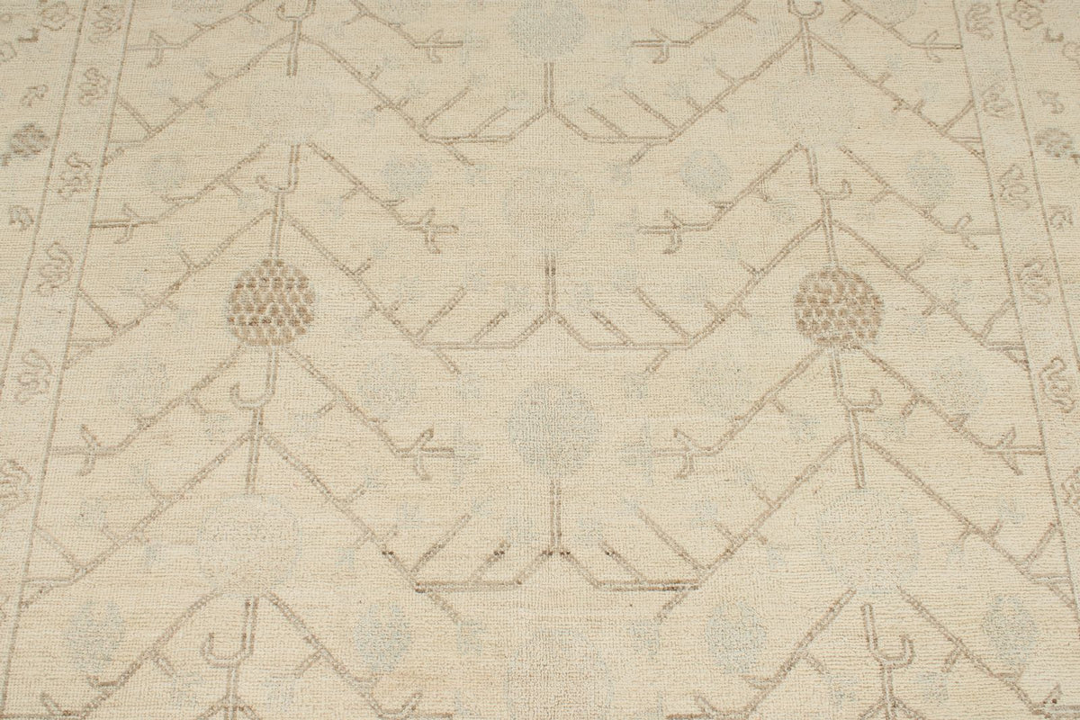 6x9 Brown and Ivory Turkish Oushak Rug