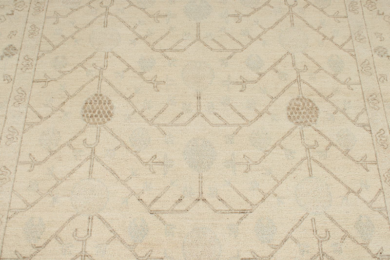 6x9 Brown and Ivory Turkish Oushak Rug