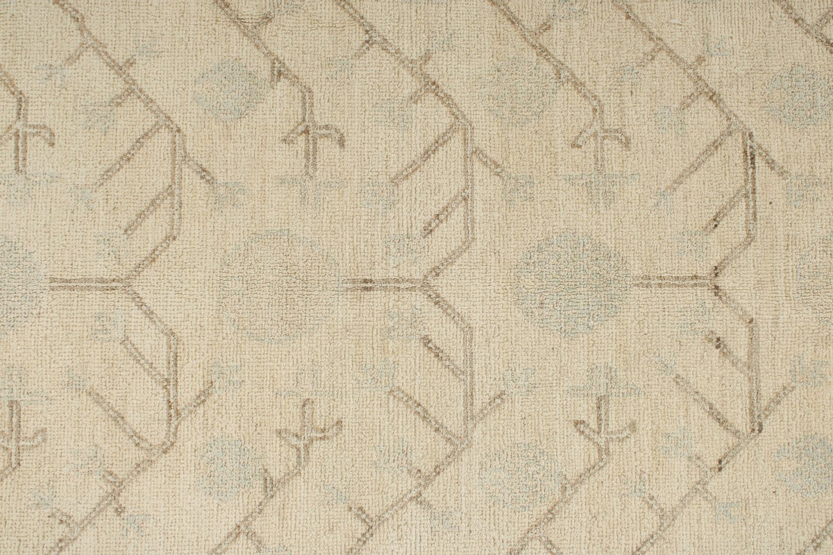 6x9 Brown and Ivory Turkish Oushak Rug