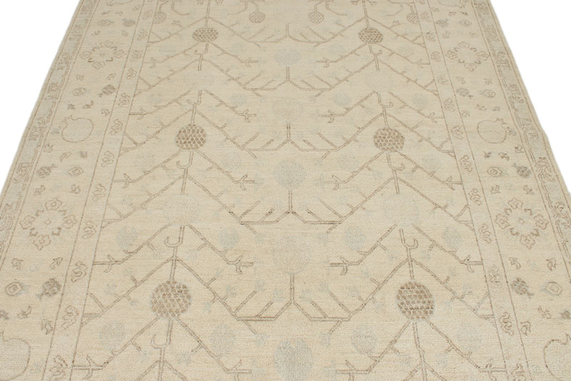 6x9 Brown and Ivory Turkish Oushak Rug