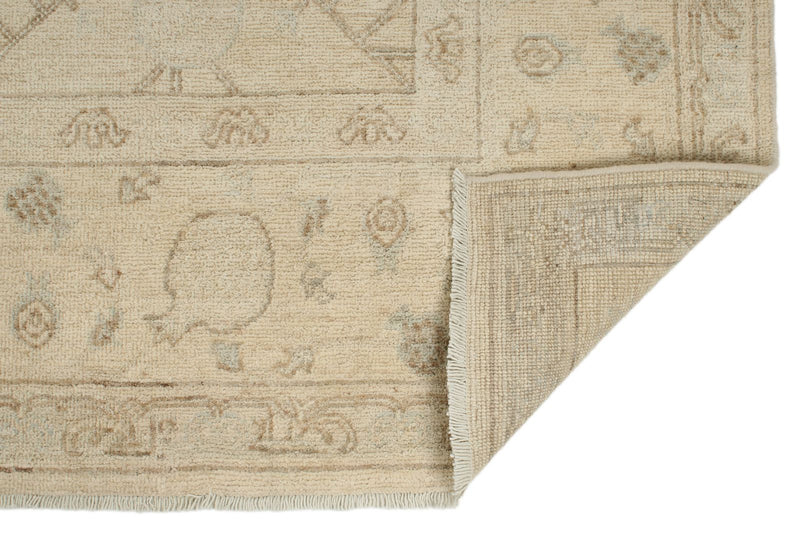 6x9 Brown and Ivory Turkish Oushak Rug