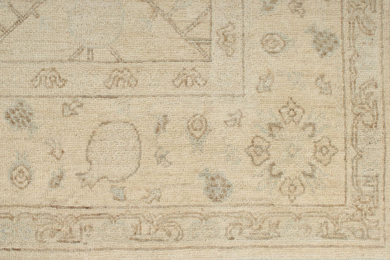 6x9 Brown and Ivory Turkish Oushak Rug