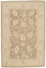 6x9 Brown and Ivory Turkish Oushak Rug
