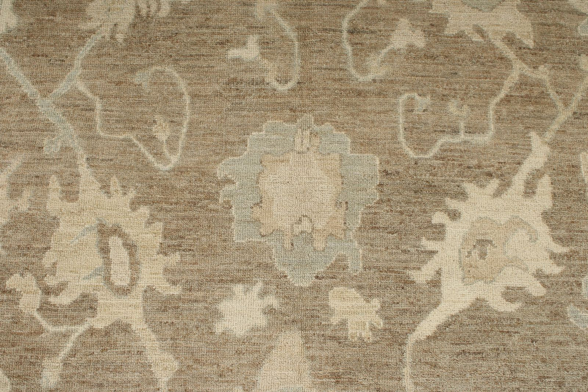 6x9 Brown and Ivory Turkish Oushak Rug