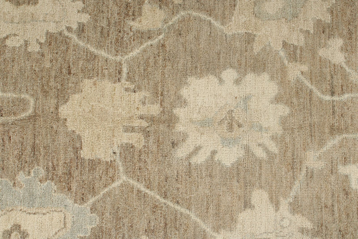 6x9 Brown and Ivory Turkish Oushak Rug