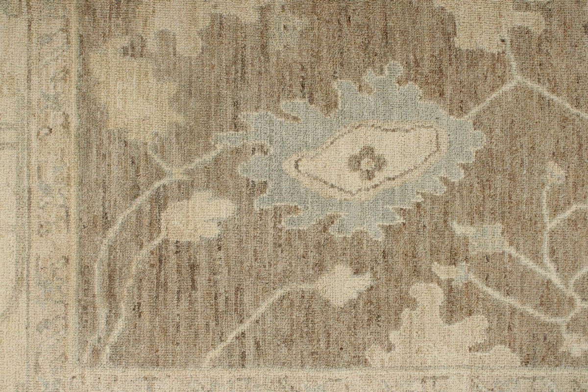 6x9 Brown and Ivory Turkish Oushak Rug
