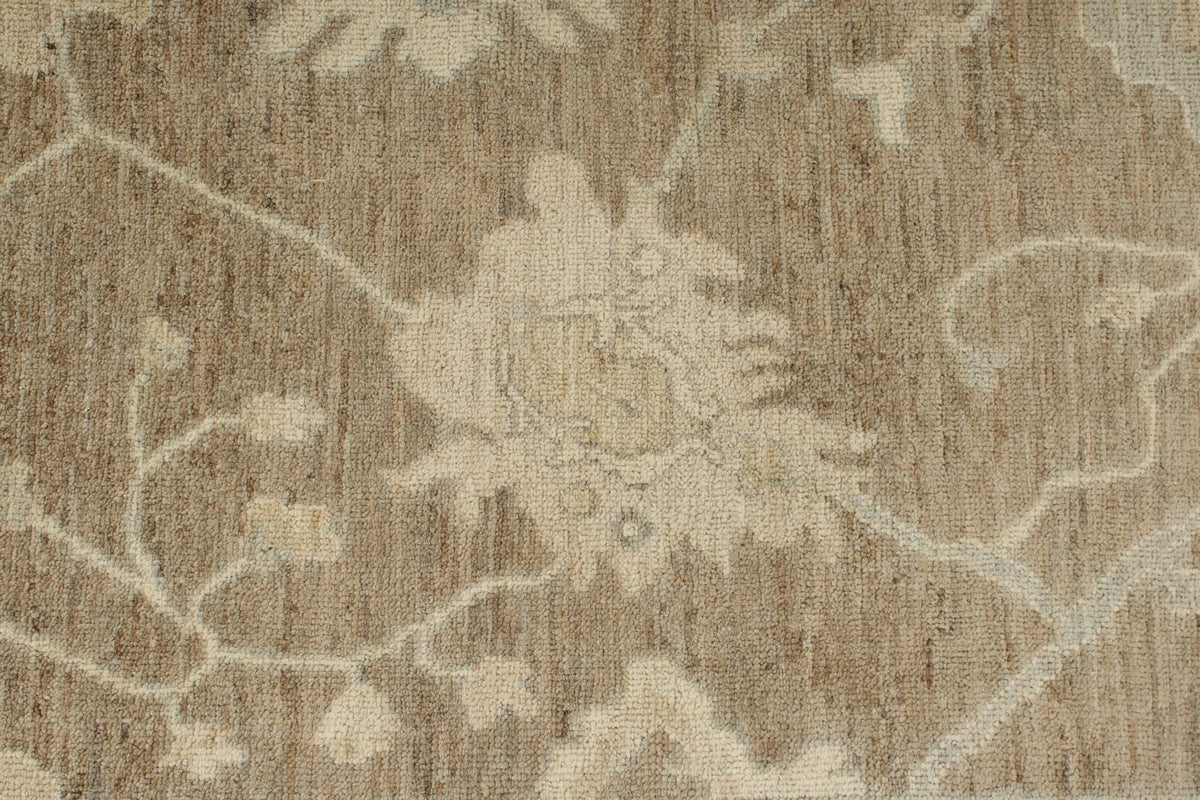 6x9 Brown and Ivory Turkish Oushak Rug
