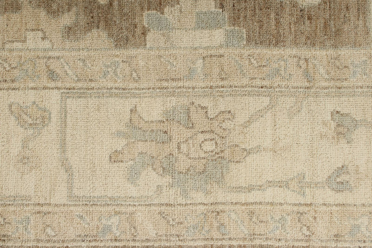 6x9 Brown and Ivory Turkish Oushak Rug