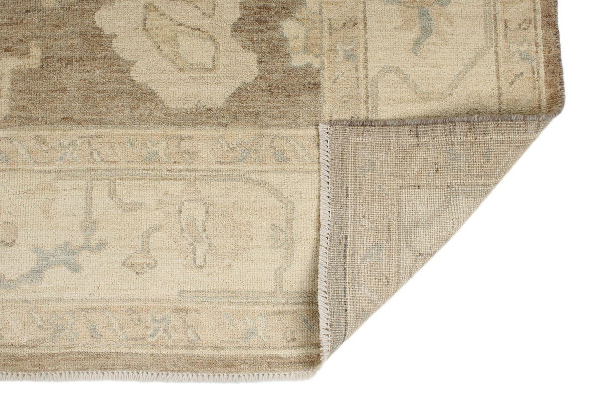 6x9 Brown and Ivory Turkish Oushak Rug