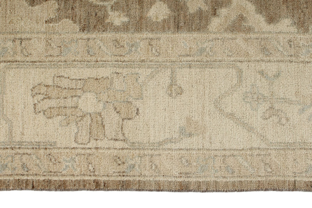 6x9 Brown and Ivory Turkish Oushak Rug