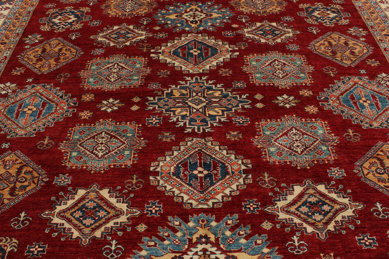 12x15 Red and Ivory Kazak Tribal Rug