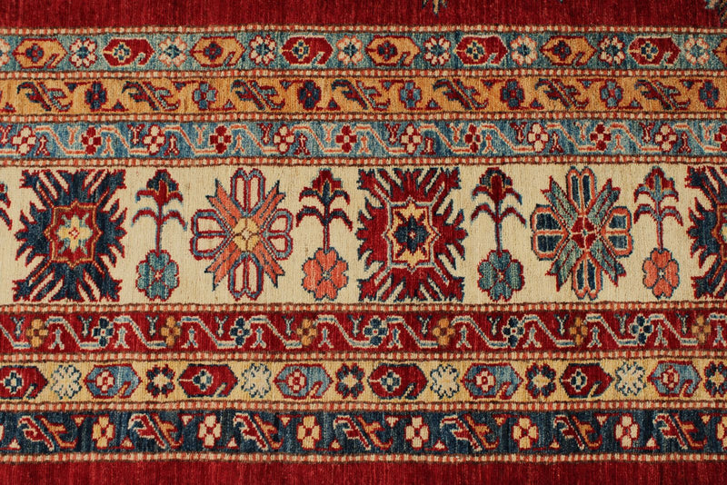 12x15 Red and Ivory Kazak Tribal Rug