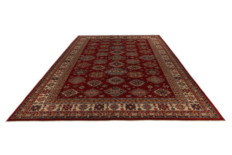 12x15 Red and Ivory Kazak Tribal Rug