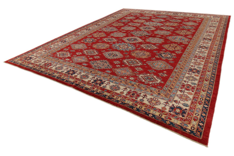 12x15 Red and Ivory Kazak Tribal Rug