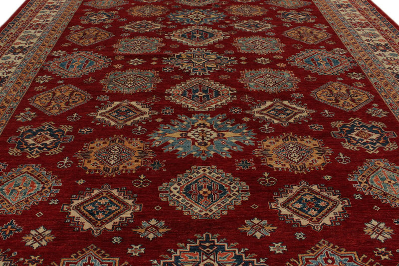 12x15 Red and Ivory Kazak Tribal Rug