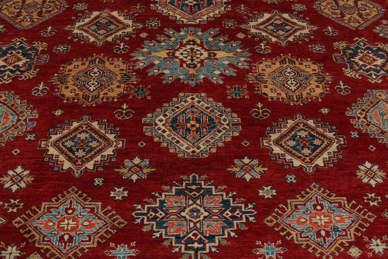 12x15 Red and Ivory Kazak Tribal Rug