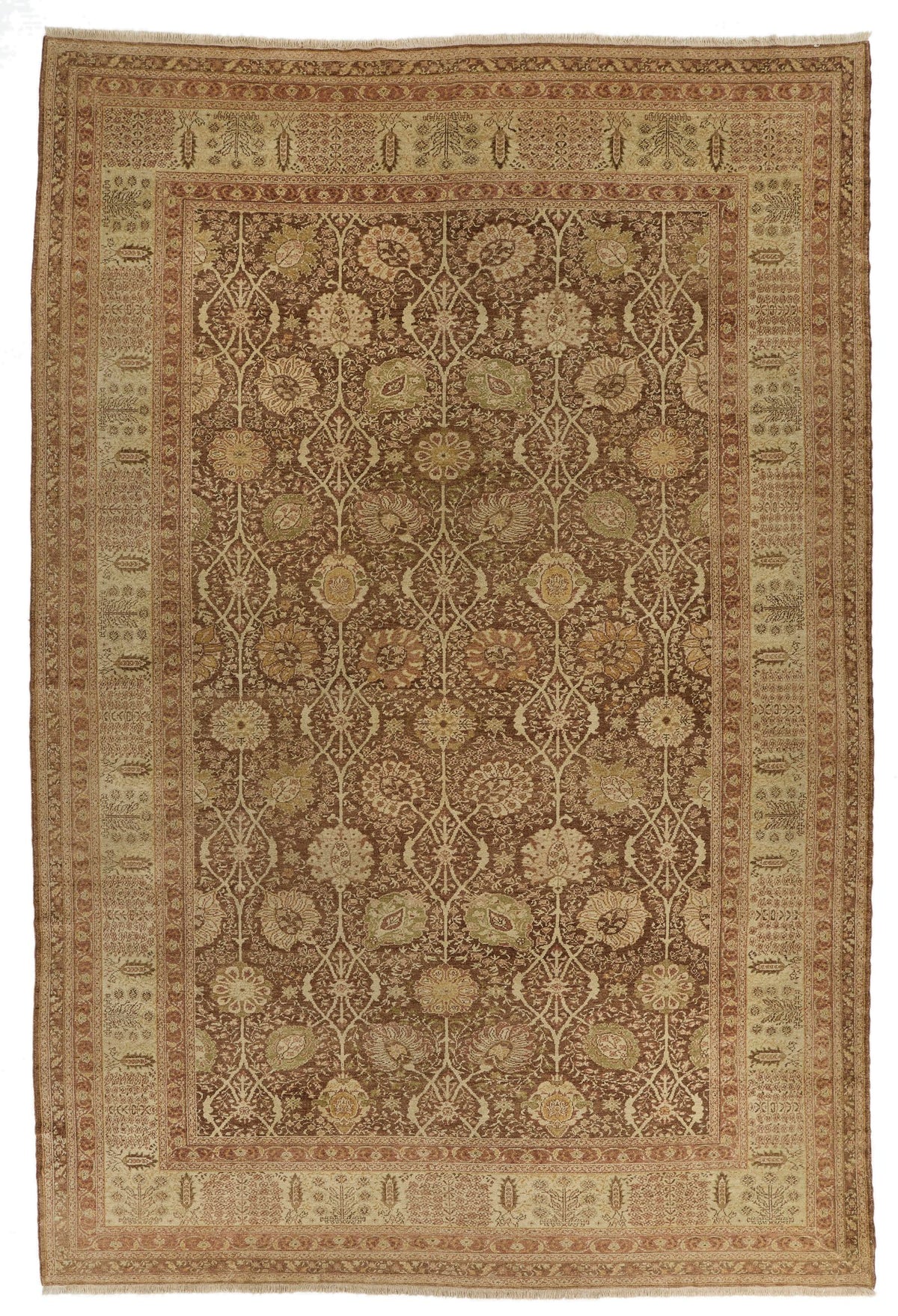 10x15 Brown and Ivory Turkish Oushak Rug