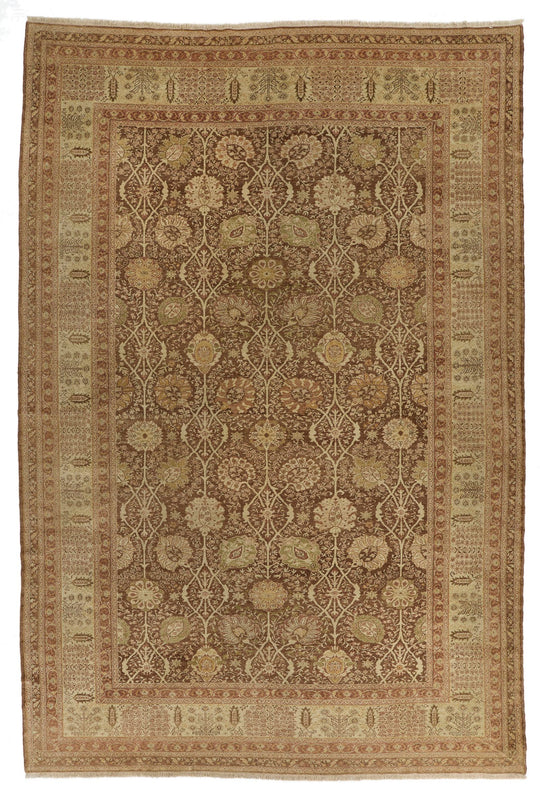 10x15 Brown and Ivory Turkish Oushak Rug