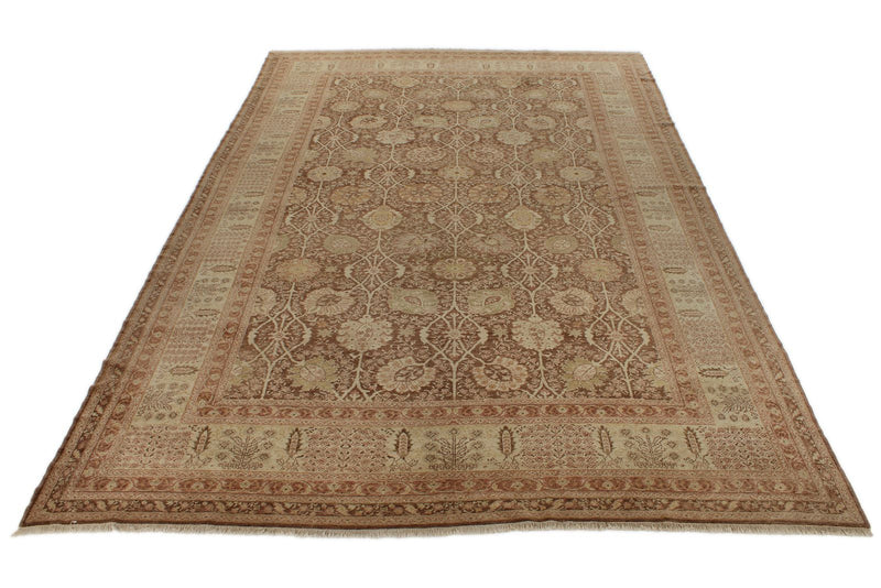 10x15 Brown and Ivory Turkish Oushak Rug