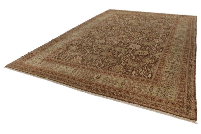 10x15 Brown and Ivory Turkish Oushak Rug
