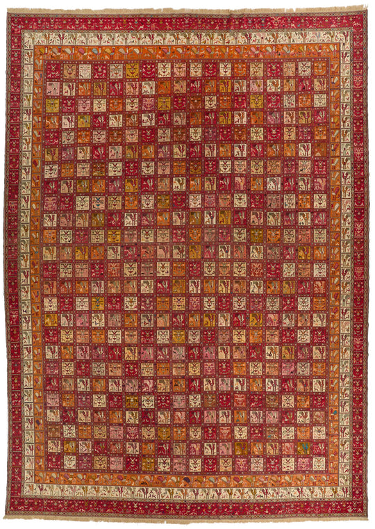 13x18 Multicolor and Ivory Turkish Tribal Rug