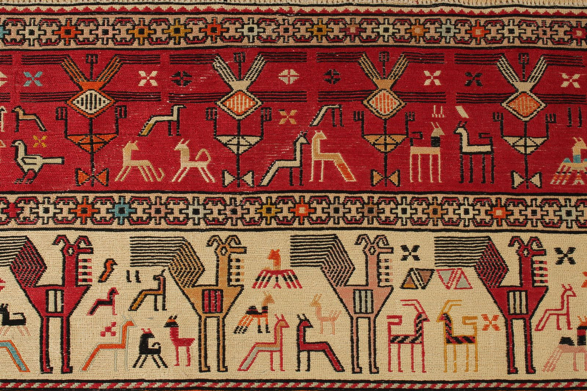 13x18 Multicolor and Ivory Turkish Tribal Rug