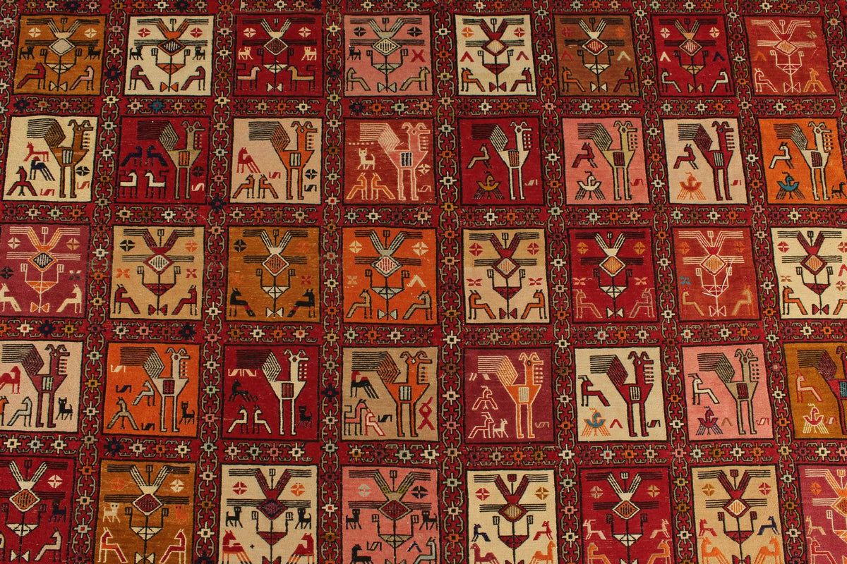 13x18 Multicolor and Ivory Turkish Tribal Rug