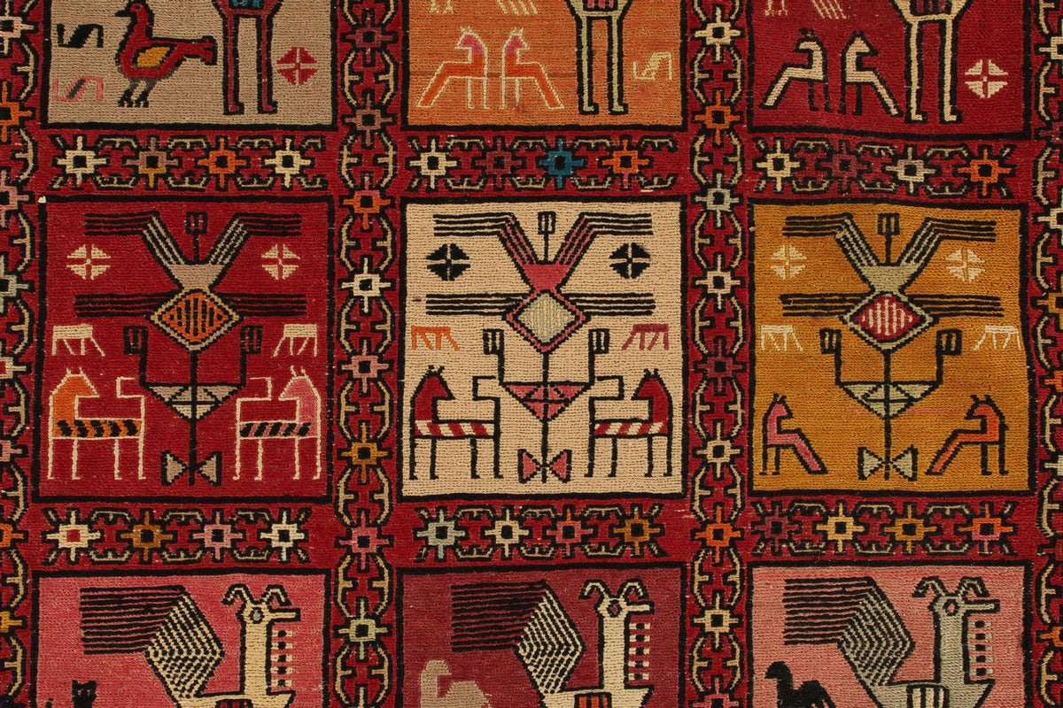 13x18 Multicolor and Ivory Turkish Tribal Rug
