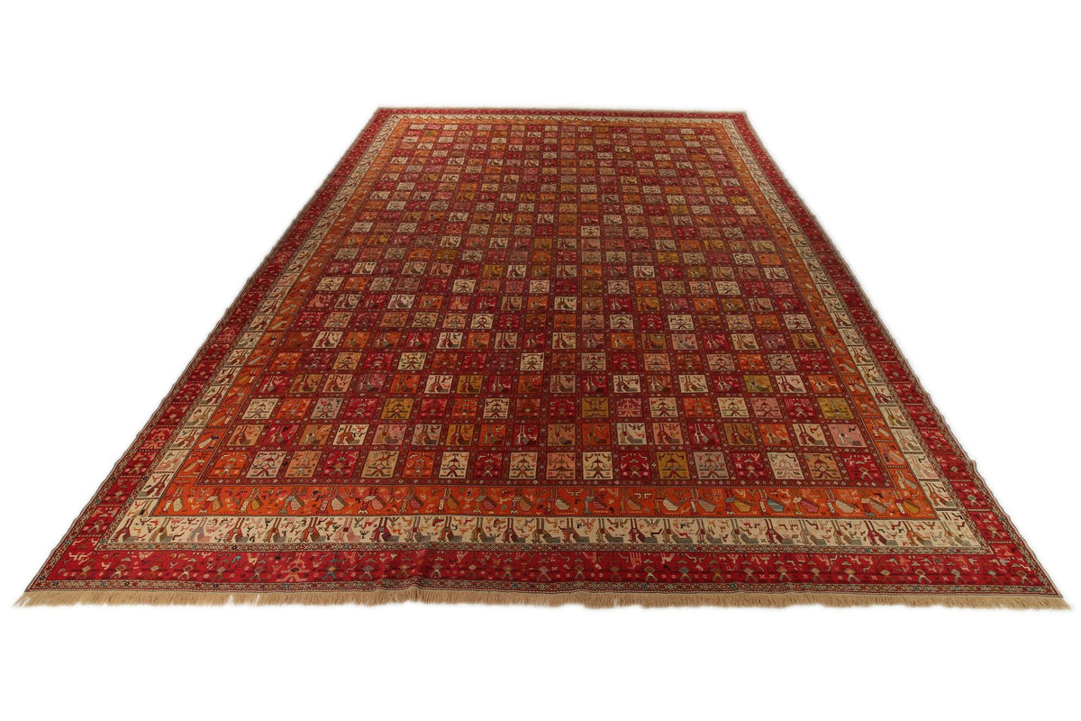 13x18 Multicolor and Ivory Turkish Tribal Rug