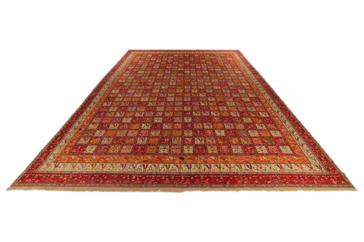 13x18 Multicolor and Ivory Turkish Tribal Rug