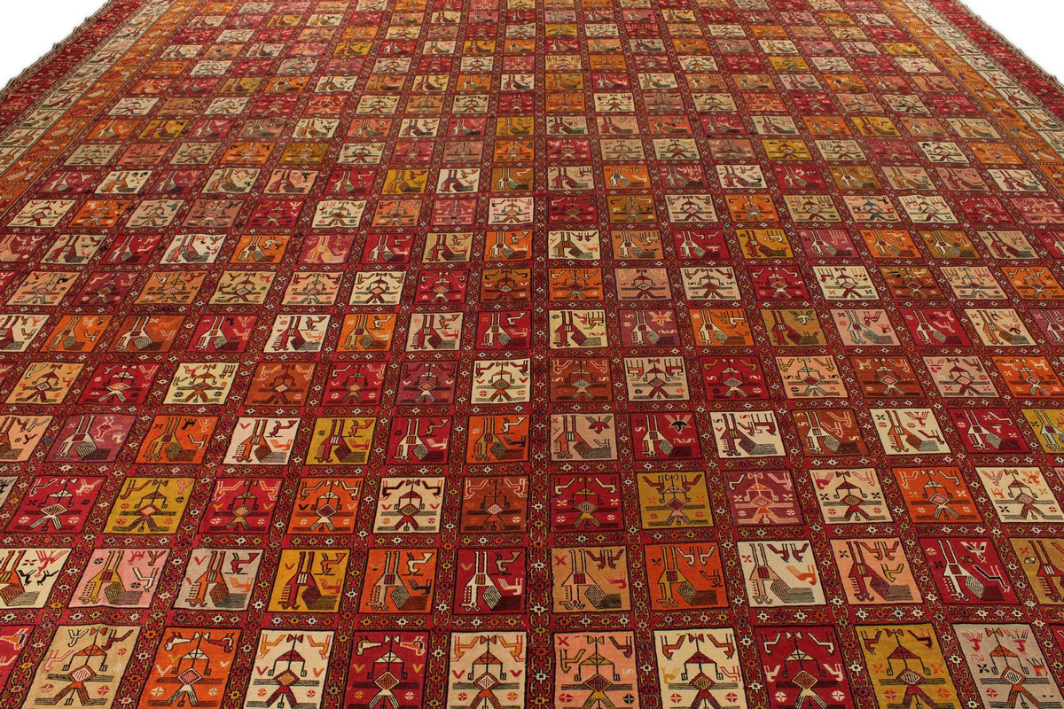 13x18 Multicolor and Ivory Turkish Tribal Rug