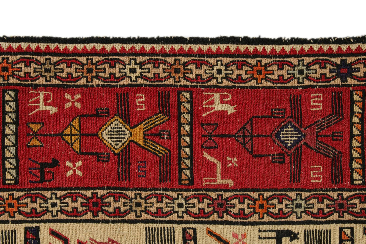 13x18 Multicolor and Ivory Turkish Tribal Rug