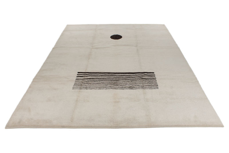 9x13 Ivory and Brown Modern Contemporary Rug