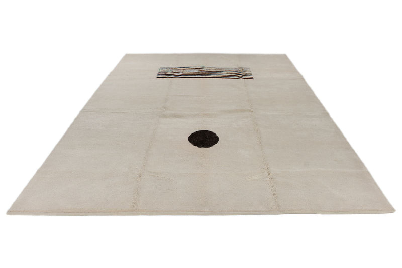 9x13 Ivory and Brown Modern Contemporary Rug