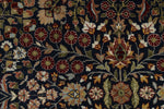 8x10 Navy and Ivory Turkish Silk Rug