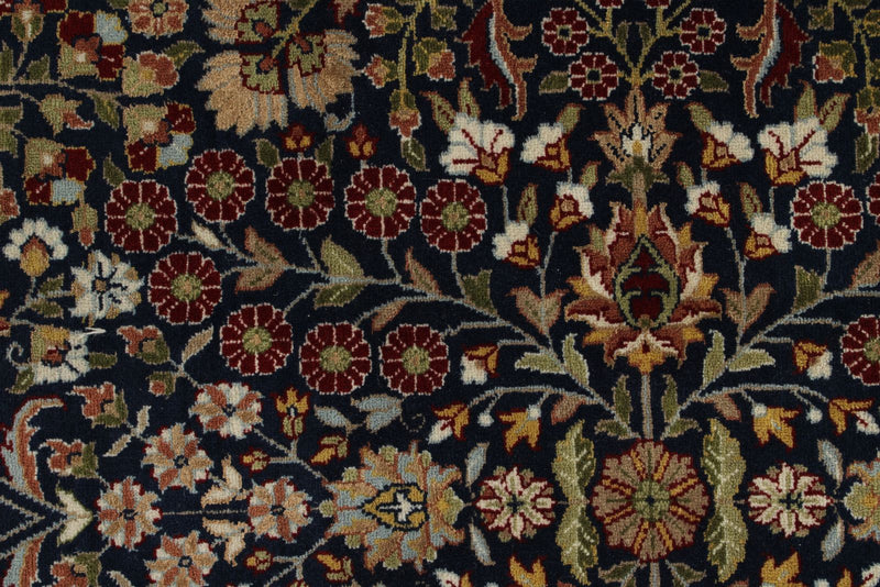 8x10 Navy and Ivory Turkish Silk Rug