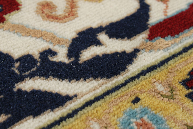 8x10 Navy and Ivory Turkish Silk Rug