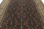 8x10 Navy and Ivory Turkish Silk Rug