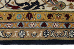 8x10 Navy and Ivory Turkish Silk Rug