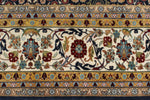8x10 Navy and Ivory Turkish Silk Rug