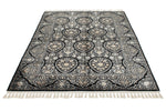 5x7 Black and Ivory Turkish Silk Rug