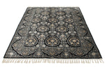 5x7 Black and Ivory Turkish Silk Rug