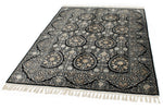 5x7 Black and Ivory Turkish Silk Rug