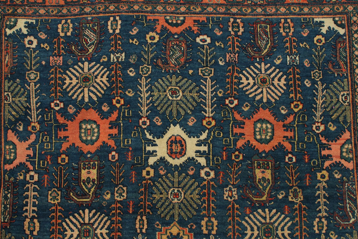 4x6 Blue and Red Turkish Oushak Rug